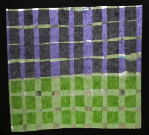 Gangebildet som viser 43 multiplisert med 8. Tiere er lilla og enere er grønne. Ovenfra ned fire lilla remser og tre grønne (de vannrette). De loddrette remsene fra venstre er åtte grønne.
